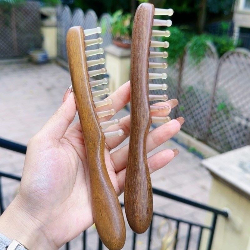 单排头疗梳檀木加牛角钉按摩头部经络改善睡眠白发掉发脱发,淘宝优惠券,粉丝福利购,淘宝优惠卷