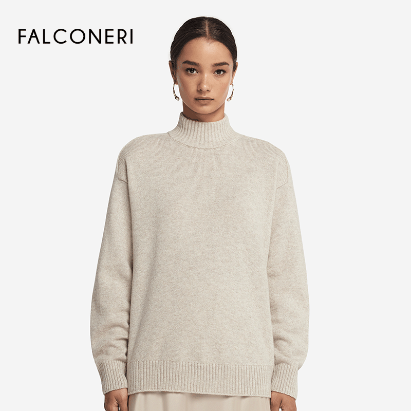 【季末折扣】FALCONERI女士宽松高领毛衣新年山羊绒针织衫DML428J,淘宝优惠券,粉丝福利购,淘宝优惠卷