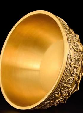 新款直销纯黄铜五福元宝聚宝盆摆件客厅玄关财位办公室摆设存钱罐