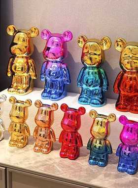 新款直销包邮网红电镀暴力熊摆件轻奢客厅电视柜酒柜卡通爱心熊装