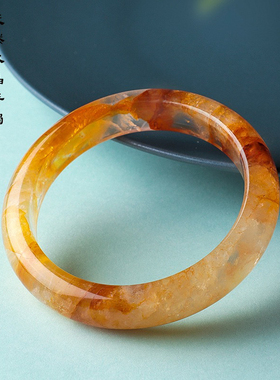 天然白幽灵水晶手镯女清透高级感天然黄胶花女士款手镯首饰送女友