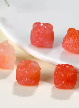 盐源玛瑙醒狮通孔diy手工串珠配件手链隔珠配饰品立体雕刻件饰品