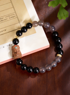 东迦檀香扎基拉姆手链女士款礼物金木水火土多宝玛瑙水晶五行手串