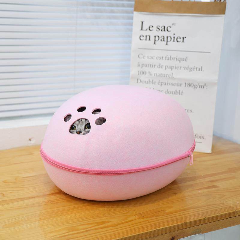 新款直销毛毡猫窝鸡蛋壳大空间半封闭式可拆洗猫床透气轻便猫窝宠,淘宝优惠券,粉丝福利购,淘宝优惠卷