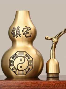 新款直销铜葫芦摆件 黄铜开口空心八卦葫芦 桌面中式客厅福字开盖