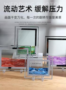 直销新款创意摆件相框支架玻璃工艺品展示架 流沙画底座瓷砖奖牌