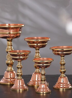 纯铜藏式护法杯杆供酒杯红铜加厚密宗供杯佛前供奉杯普供家居摆件