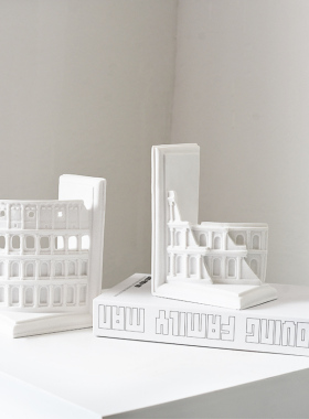 欧式复古罗马角斗场建筑书挡书靠摆件样板房家居书房桌面软装饰品