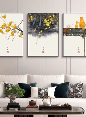 中国古风装饰画24节气挂画餐厅新中式墙面二十四客厅沙发背景