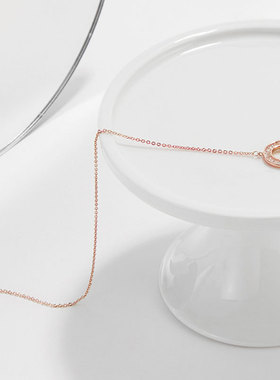 玫瑰金罗马圆环项链简约时尚