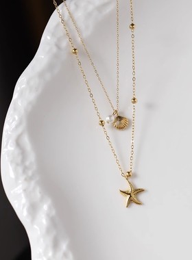 洗澡免摘!海岛风海星贝壳吊坠