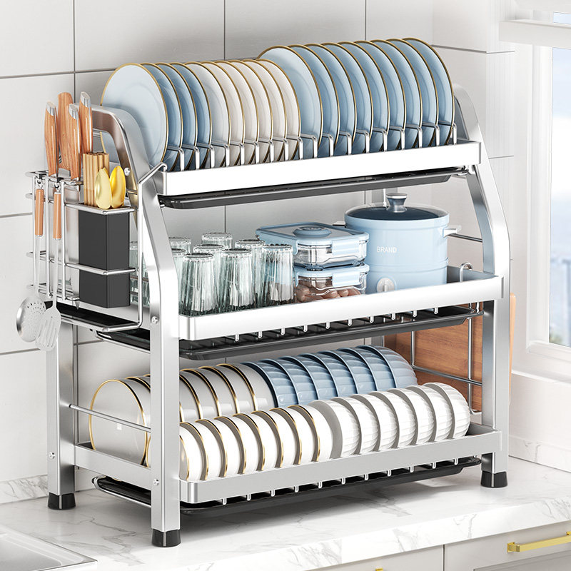 不锈钢厨房碗碟收纳架家用盘子碗筷E刀具菜板置物架放碗盘沥水架,淘宝优惠券,粉丝福利购,淘宝优惠卷