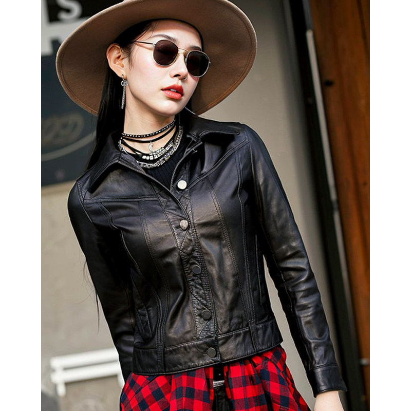半植鞣绵羊皮高档真皮外套女皮衣夹克小皮衣短款百搭时尚P41401,淘宝优惠券,粉丝福利购,淘宝优惠卷