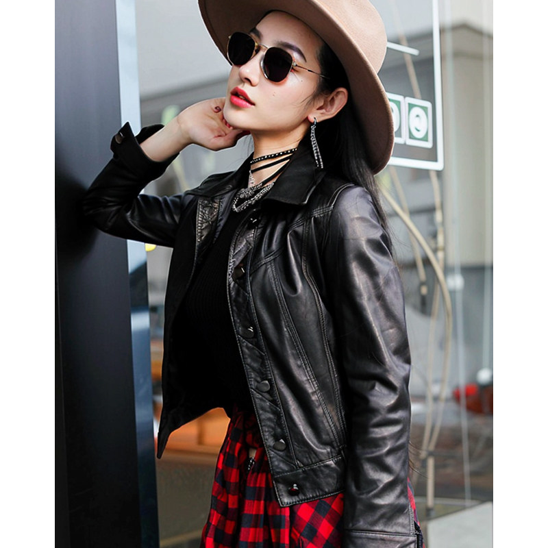 半植鞣绵羊皮高档真皮外套女皮衣夹克小皮衣短款百搭时尚P41401,淘宝优惠券,粉丝福利购,淘宝优惠卷