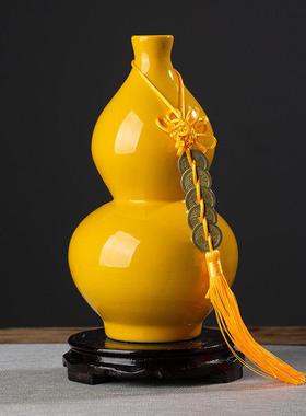 大号葫芦摆件家用开口招财五帝钱挂件景德镇陶瓷器安宅客厅门对门