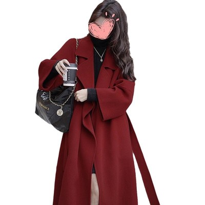 双面绒气质款毛呢外套秋冬中长款过膝小个子呢子大衣