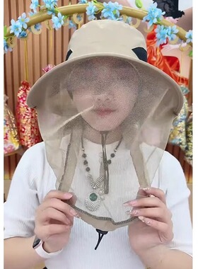 夏季头套围脖防晒面罩遮脸骑行冰丝帽帽子护颈遮阳紫外线脸照头巾