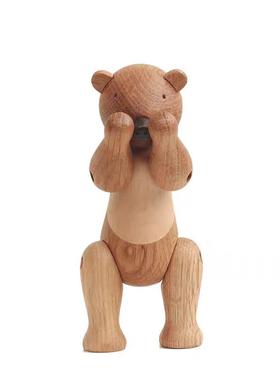 以爱围家北欧丹麦黑胡桃实木猴子客厅玄关软装家居装饰木质工艺品