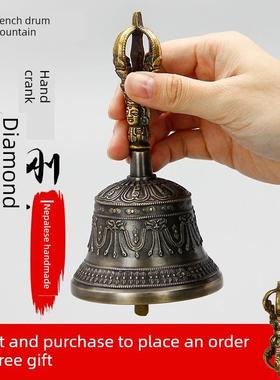 尼泊尔金刚铃杵五股法铃金刚铃手持手摇铃纯铜法器铃铛
