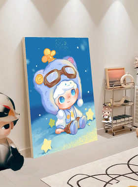 Dimoo数字油画diy泡泡玛特手绘静心手工丙烯填充涂色装饰画
