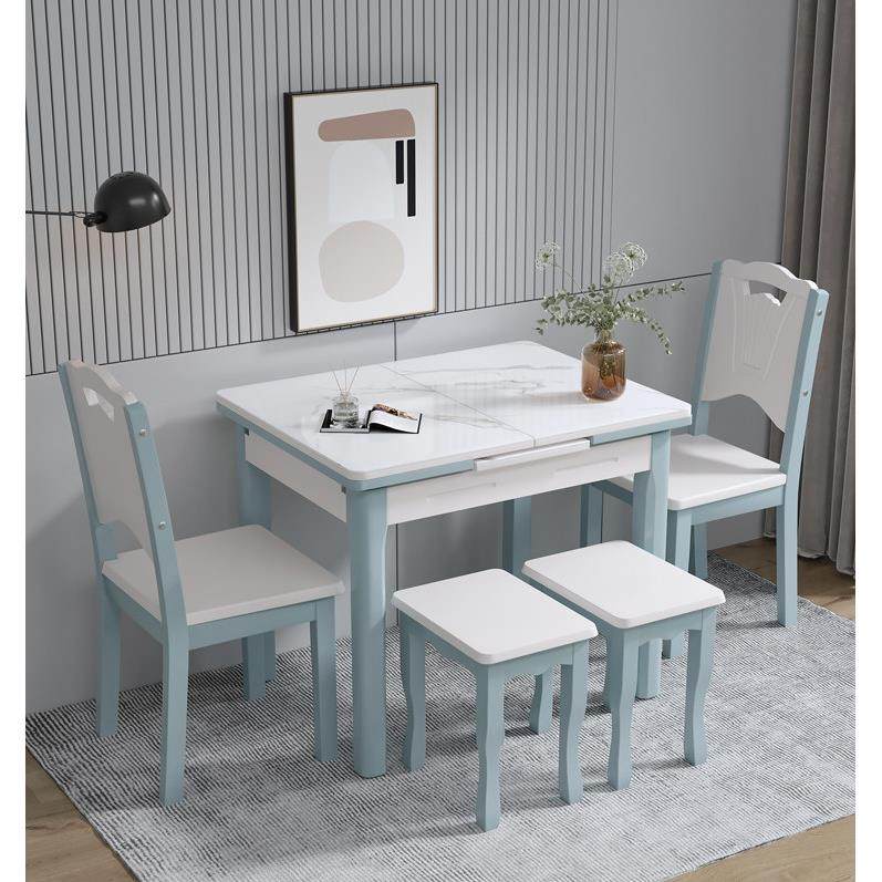 小户型岩板餐桌现代实木可伸缩折叠多功能长方形家用带电磁炉饭桌,淘宝优惠券,粉丝福利购,淘宝优惠卷