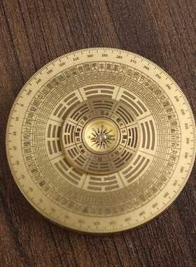 新款直销纯铜解压罗盘黄铜转转手把件双面旋转随身携带把玩八卦日