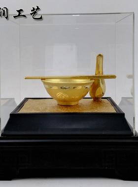 直销新款义乌货源 金碗筷金碗托福摆件 金饭碗创意家居客厅餐厅摆