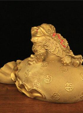 直销新款钱袋金蟾纯铜招财蟾蜍高档真客厅办公室开业中式摆件