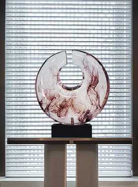 直销新款酒店大堂客厅玄关透明雕塑摆件轻奢新中式现代抽象艺术品