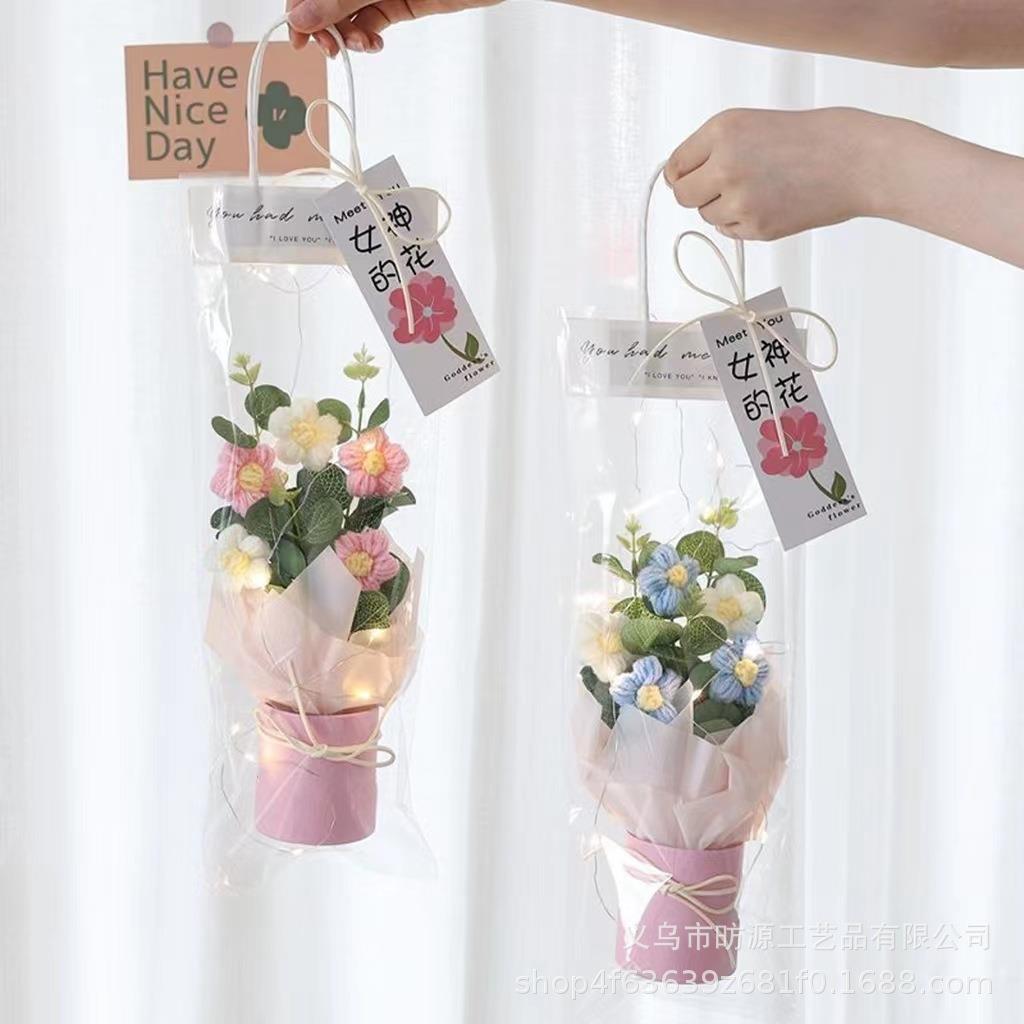 直销新款教师节礼物创意钩针泡芙花束成品摆摊生日礼物送女生老师 - 图2