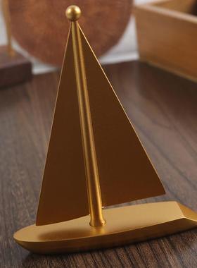 直销新款创意纯黄铜一帆风顺帆船摆件酒柜装饰品工艺品办公室客厅