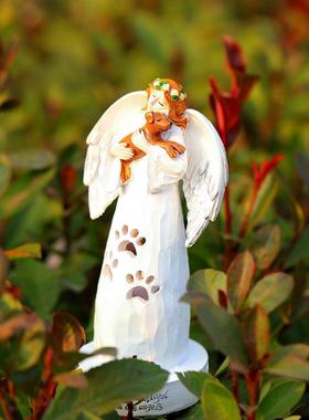 直销新款跨境新款创意树脂摆件天使花仙子宠物纪念品家居装饰工艺