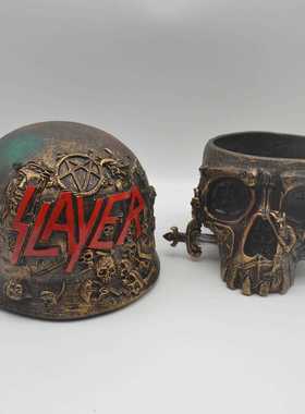 直销新款跨境新款新奇创意树脂工艺品骷髅头盒搞怪家居室内外装饰