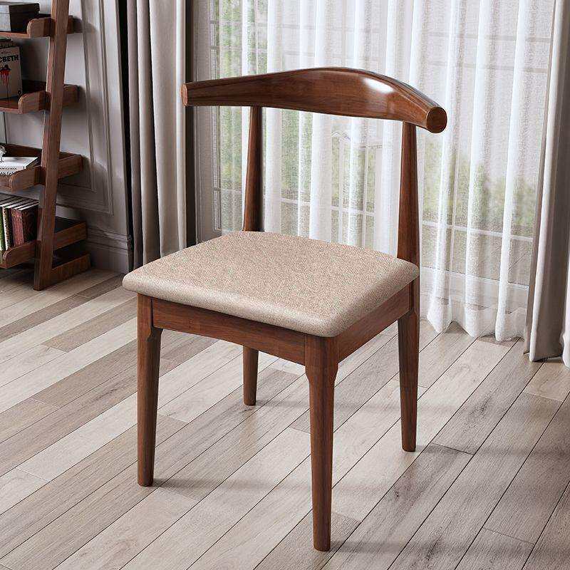 全实木餐椅家用牛角椅子靠背椅凳子餐桌椅书房电脑办公学习书桌椅 - 图3