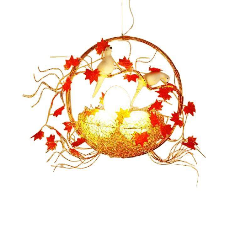 默庭金色鸟窝吊灯小鸟餐厅灯现代卧室灯具个性书房灯饰创意客厅灯,淘宝优惠券,粉丝福利购,淘宝优惠卷