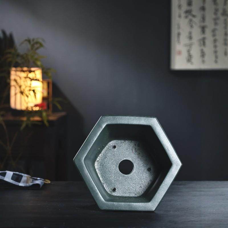 宜兴紫砂盆景壶六方海棠透气性老桩木阳台蔬菜种植工艺品手工陶瓷,淘宝优惠券,粉丝福利购,淘宝优惠卷