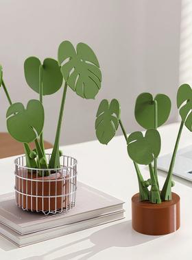 创意龟背芋隔热垫杯垫餐桌摆件彷真绿色植物植物盆栽磁吸防烫垫耐