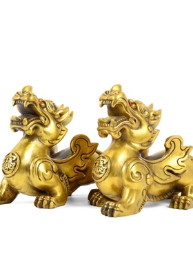 纯铜招财貔貅摆件一对镇宅皮丘家用装饰工艺品办公室店铺开业礼品
