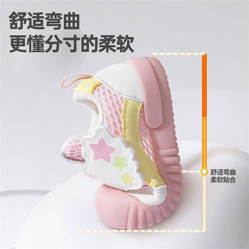基洛浦女宝宝一阶段软底网面学步鞋夏季婴幼儿镂空透气运动鞋男童 - 图3