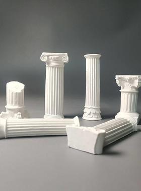 欧式覆古罗马柱石膏拍摄道具拍照背景谷美家居北欧艺术桌面摆件