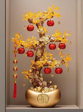柿柿如意柿子落地摆件入户玄关客厅发财树招财大型装饰品乔迁礼物