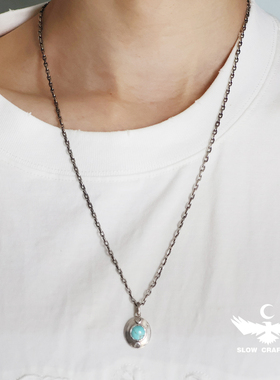 纯银原创绿松石项链男女宝石链