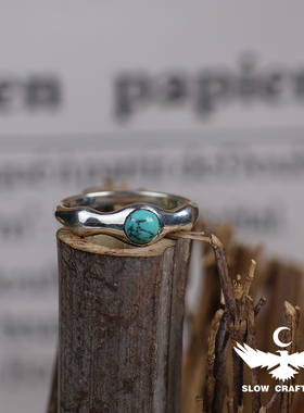 925纯银原矿绿松石戒指