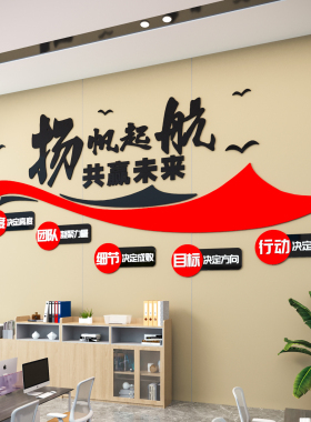 办公室氛围布置企业文化墙贴励志标语公司前台形象墙面装饰高级感