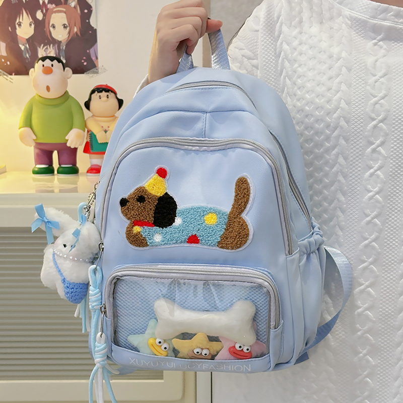 书包初中女生双肩包女ins风带透明层痛包大容量高中生小肩包背包 - 图2