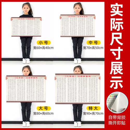 小学儿童三字经弟子规千字文国学经典儒家文化学习海报挂图墙贴纸 - 图2