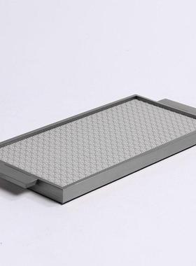 简约金属皮革托盘客厅茶几饰品收纳盘黑灰软装置物盘售楼处装饰盘