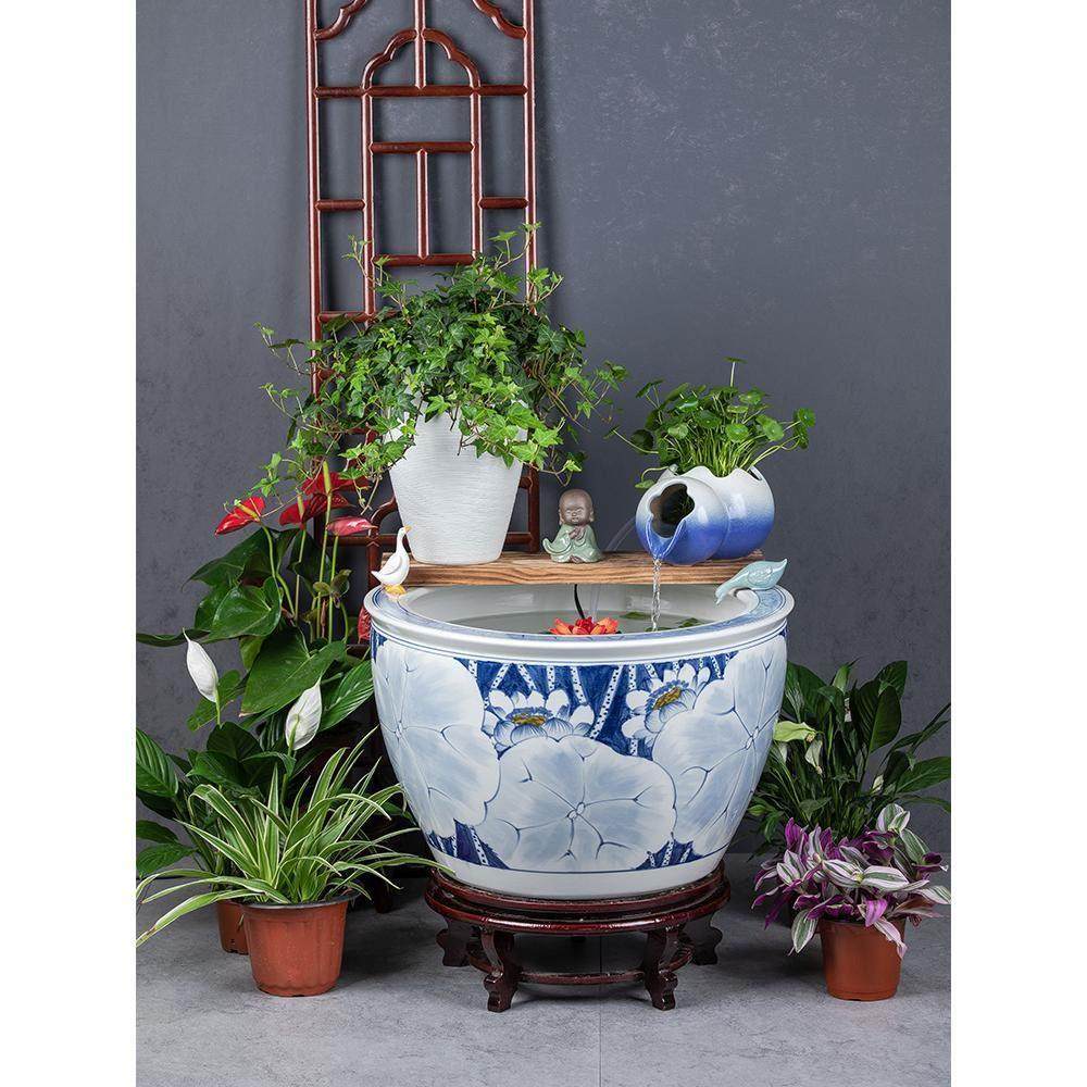 手绘陶瓷大缸客厅阳台金鱼缸陶罐循环水摆件园林景观水箱古鱼缸,淘宝优惠券,粉丝福利购,淘宝优惠卷