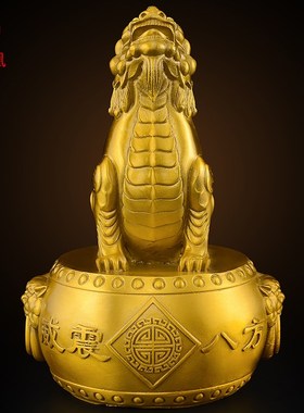 热销黄铜望天吼摆件朝天吼向天吼威震八方瑞兽客厅玄关家居桌面装