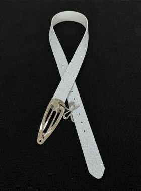 SFSN中古风设计金属发夹亮银腰带黑色男女vintage皮带朋克太阳花